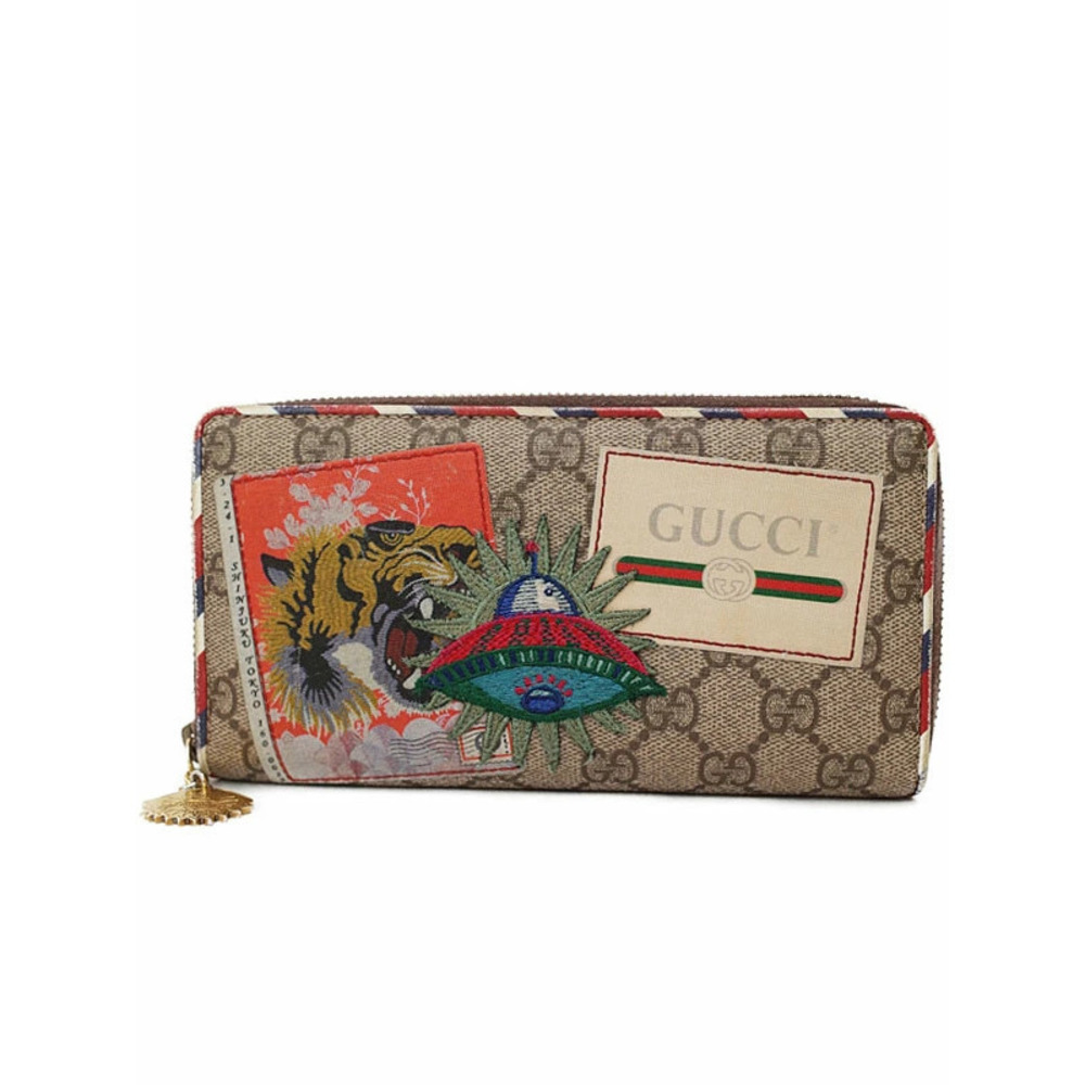 Gucci Courier GG Supreme Zip Around Wallet Round Zipper Long